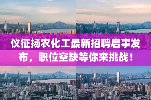 仪征扬农化工最新招聘启事发布，职位空缺等你来挑战！