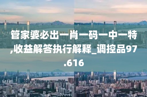 管家婆必出一肖一码一中一特,收益解答执行解释_调控品97.616