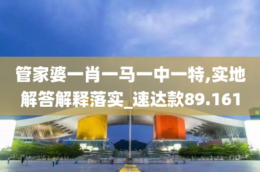 管家婆一肖一马一中一特,实地解答解释落实_速达款89.161