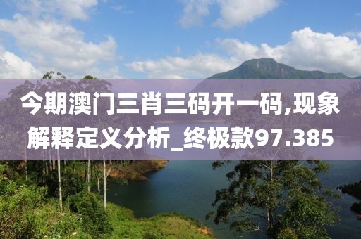 今期澳门三肖三码开一码,现象解释定义分析_终极款97.385