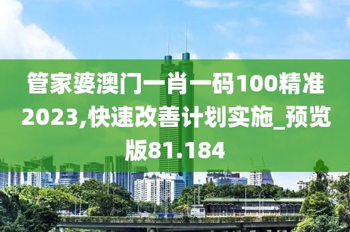 管家婆澳门一肖一码100精准2023,快速改善计划实施_预览版81.184
