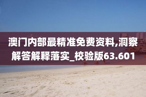 澳门内部最精准免费资料,洞察解答解释落实_校验版63.601