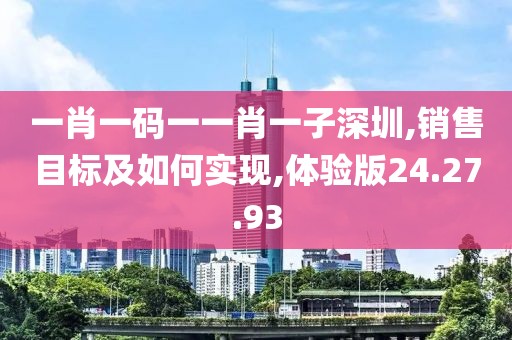 一肖一码一一肖一子深圳,销售目标及如何实现,体验版24.27.93