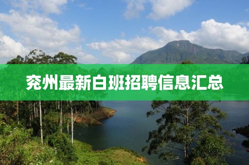 兖州最新白班招聘信息汇总