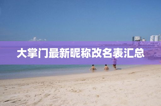 大掌门最新昵称改名表汇总