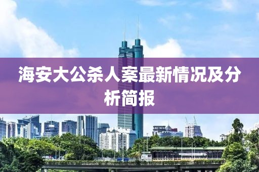 海安大公杀人案最新情况及分析简报
