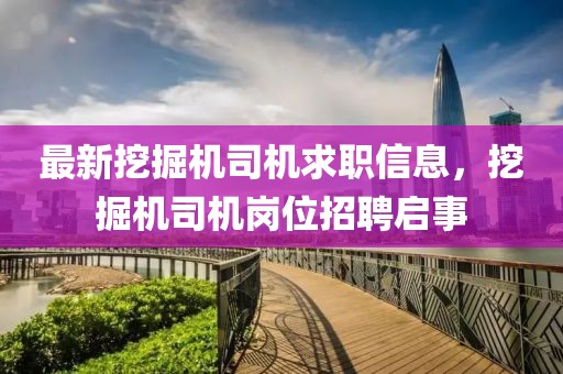 最新挖掘机司机求职信息，挖掘机司机岗位招聘启事