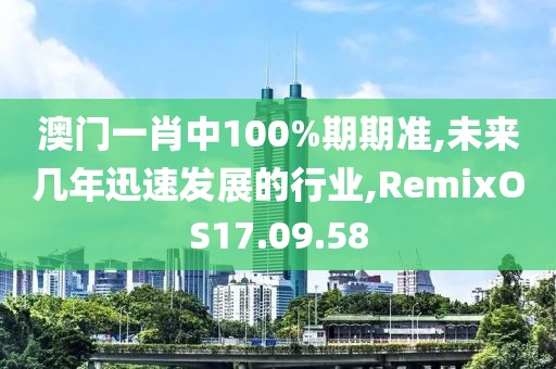 澳门一肖中100%期期准,未来几年迅速发展的行业,RemixOS17.09.58