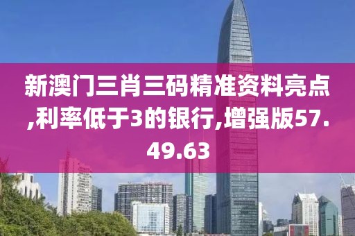 新澳门三肖三码精准资料亮点,利率低于3的银行,增强版57.49.63