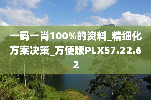 一码一肖100%的资料_精细化方案决策_方便版PLX57.22.62