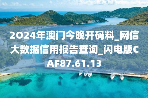 2O24年澳门今晚开码料_网信大数据信用报告查询_闪电版CAF87.61.13