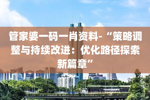 管家婆一码一肖资料-“策略调整与持续改进：优化路径探索新篇章”