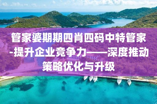 管家婆期期四肖四码中特管家-提升企业竞争力——深度推动策略优化与升级