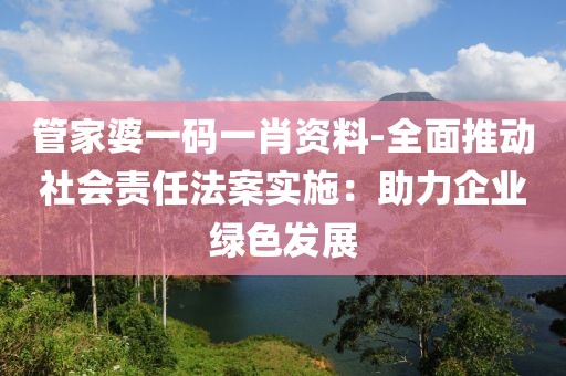 管家婆一码一肖资料-全面推动社会责任法案实施：助力企业绿色发展