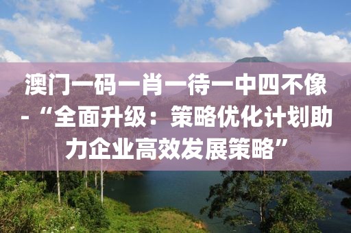 澳门一码一肖一待一中四不像-“全面升级：策略优化计划助力企业高效发展策略”