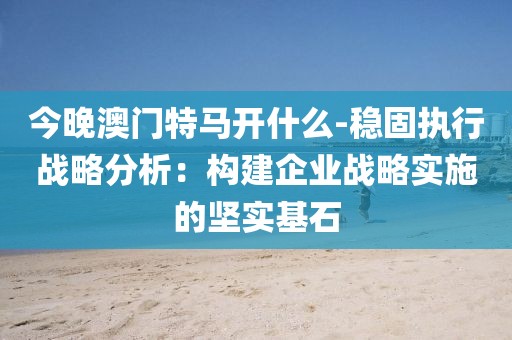 今晚澳门特马开什么-稳固执行战略分析：构建企业战略实施的坚实基石