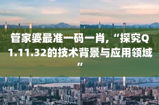 管家婆最准一码一肖,“探究Q1.11.32的技术背景与应用领域”