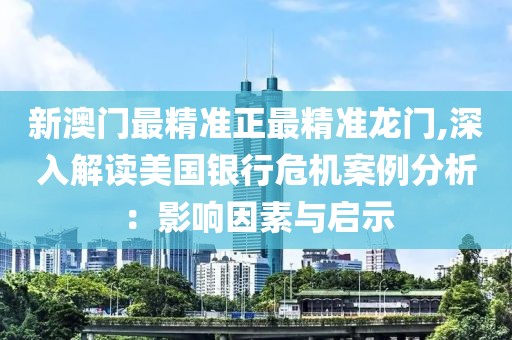 新澳门最精准正最精准龙门,深入解读美国银行危机案例分析：影响因素与启示