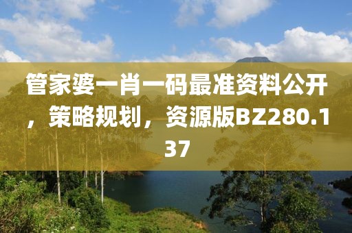 管家婆一肖一码最准资料公开，策略规划，资源版BZ280.137