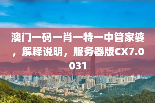 澳门一码一肖一特一中管家婆，解释说明，服务器版CX7.0031