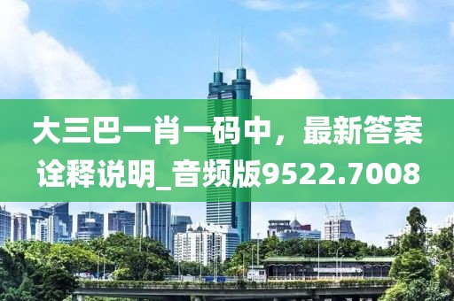 大三巴一肖一码中，最新答案诠释说明_音频版9522.7008