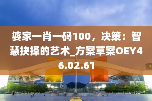 婆家一肖一码100，决策：智慧抉择的艺术_方案草案OEY46.02.61