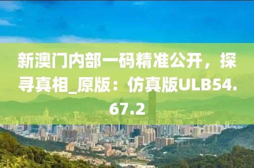 新澳门内部一码精准公开，探寻真相_原版：仿真版ULB54.67.2