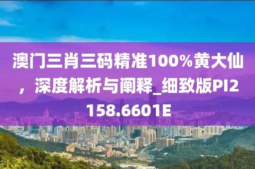 澳门三肖三码精准100%黄大仙，深度解析与阐释_细致版PI2158.6601E