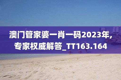 澳门管家婆一肖一码2023年,专家权威解答_TT163.164