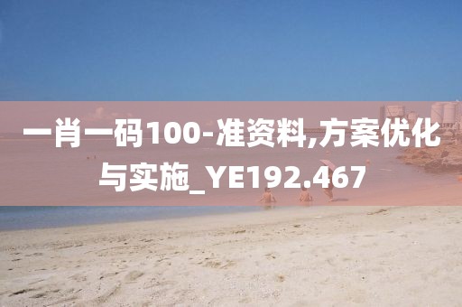 一肖一码100-准资料,方案优化与实施_YE192.467