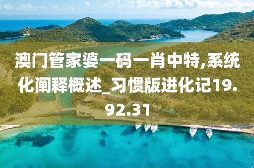 澳门管家婆一码一肖中特,系统化阐释概述_习惯版进化记19.92.31