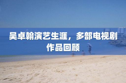 吴卓翰演艺生涯，多部电视剧作品回顾
