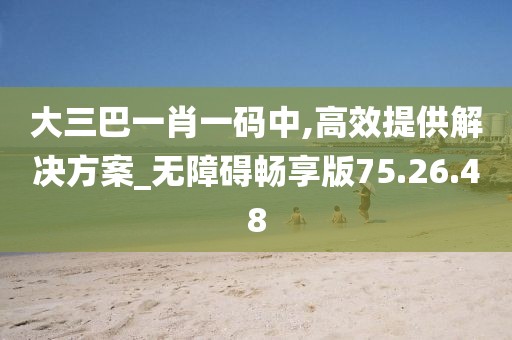 大三巴一肖一码中,高效提供解决方案_无障碍畅享版75.26.48